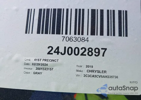 2010 Chrysler 300 Touring/Signature Series/Executive Series из США, поврежденный, VIN 2C3CA5CV5AH235736